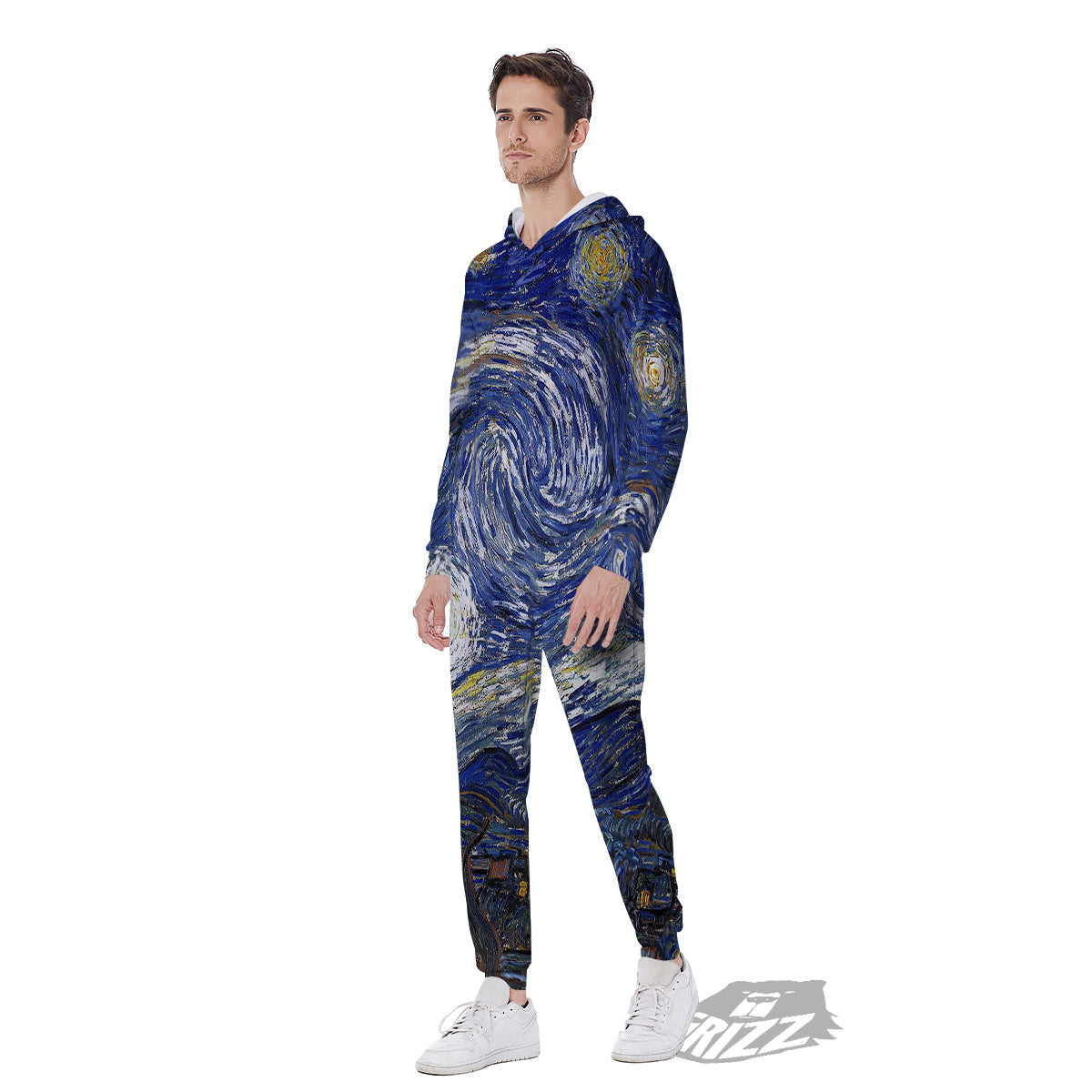 Starry Night Print Men's Jumpsuit-grizzshop