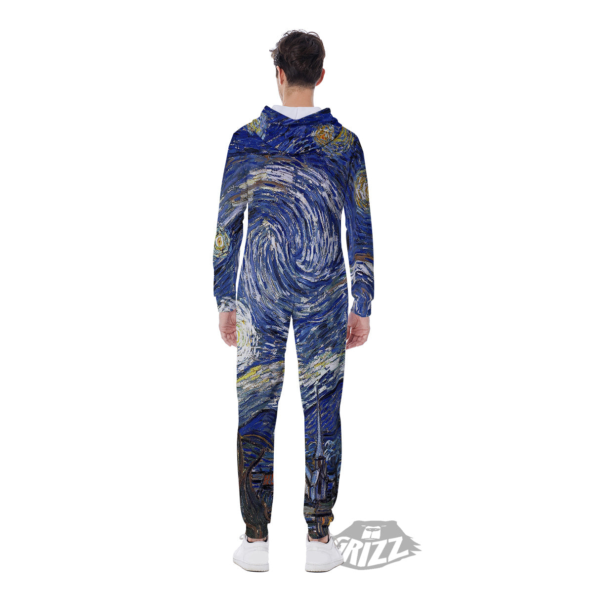 Starry Night Print Men's Jumpsuit-grizzshop