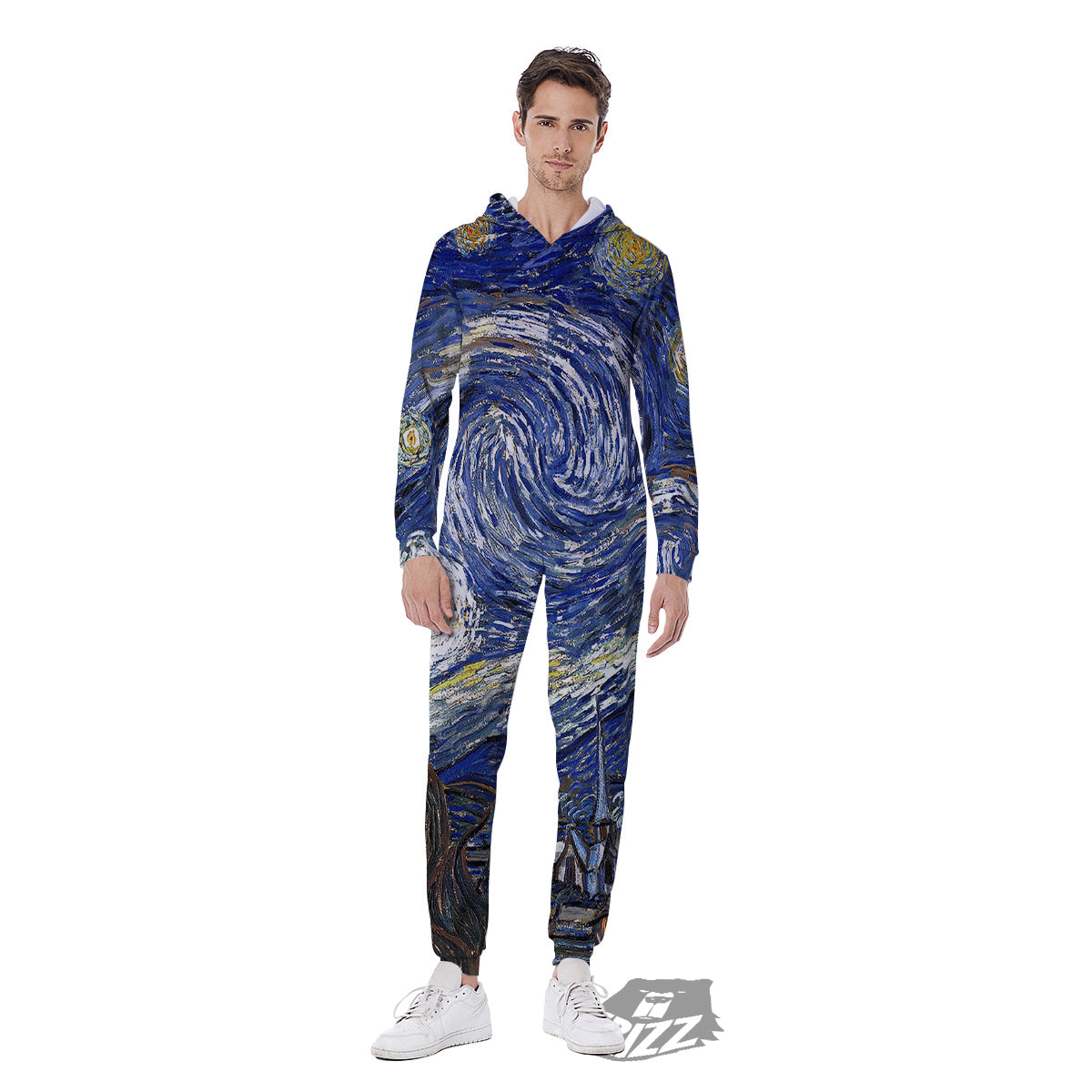 Starry Night Print Men's Jumpsuit-grizzshop