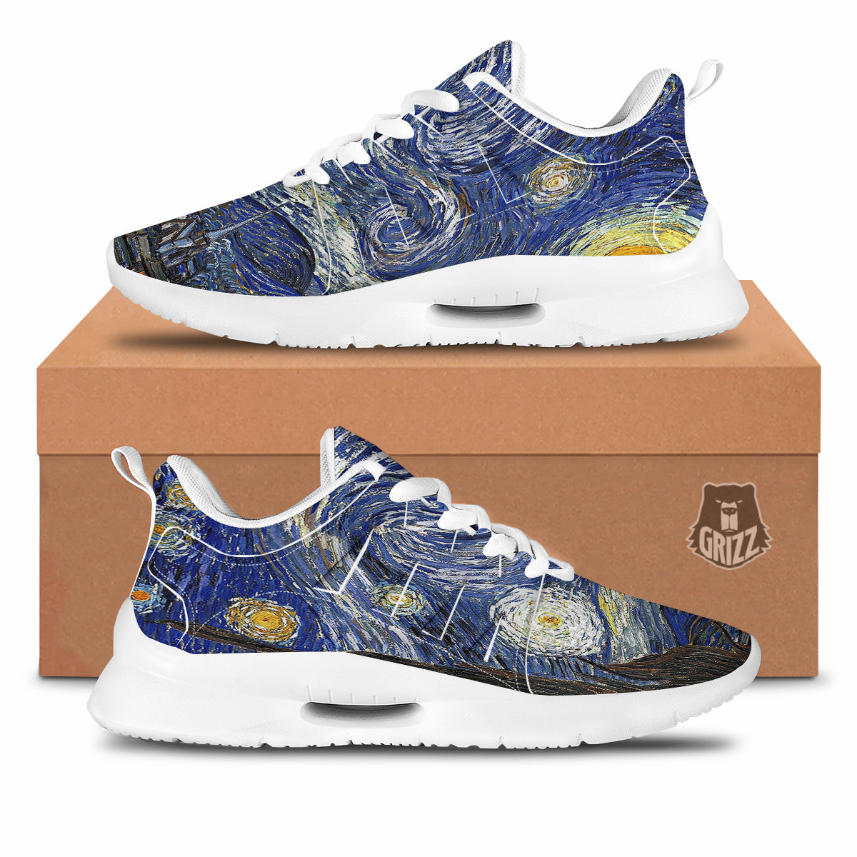 Retro Starry Night Painting Board Sports Unisex Casual Shoes
