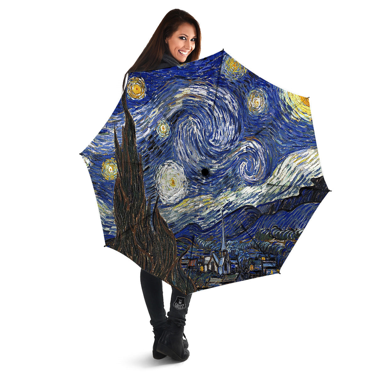 Starry Night Print Umbrella-grizzshop