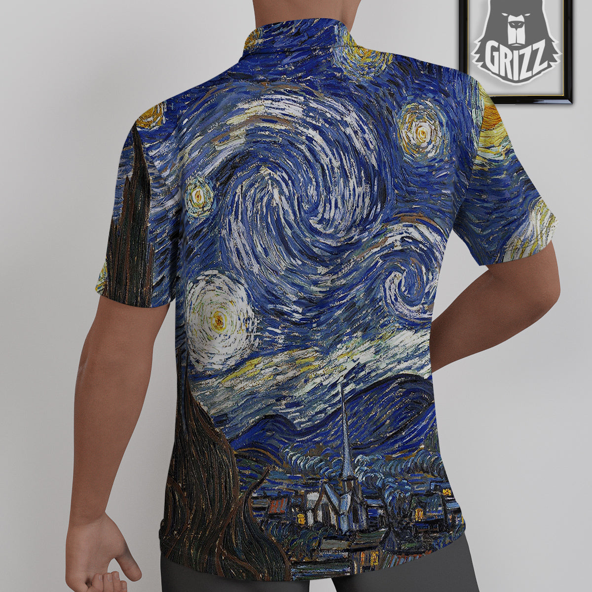 Starry Night Print Untucked Shirts-grizzshop