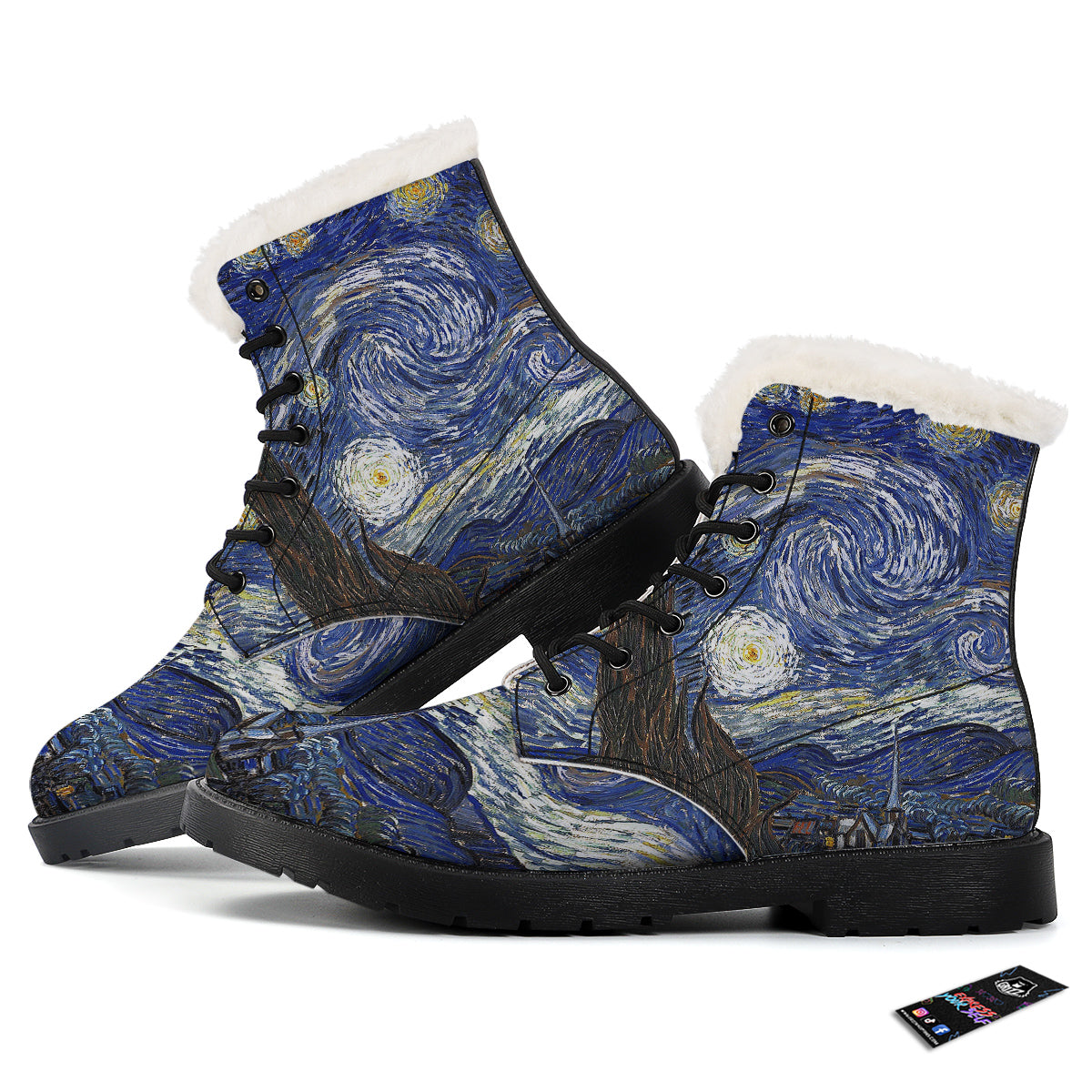 Starry Night Print Winter Boots-grizzshop