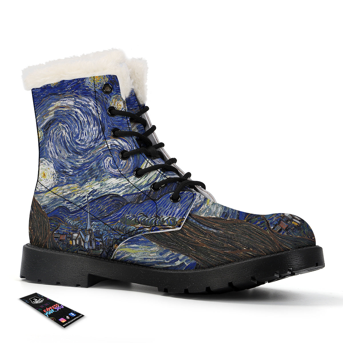 Starry Night Print Winter Boots-grizzshop