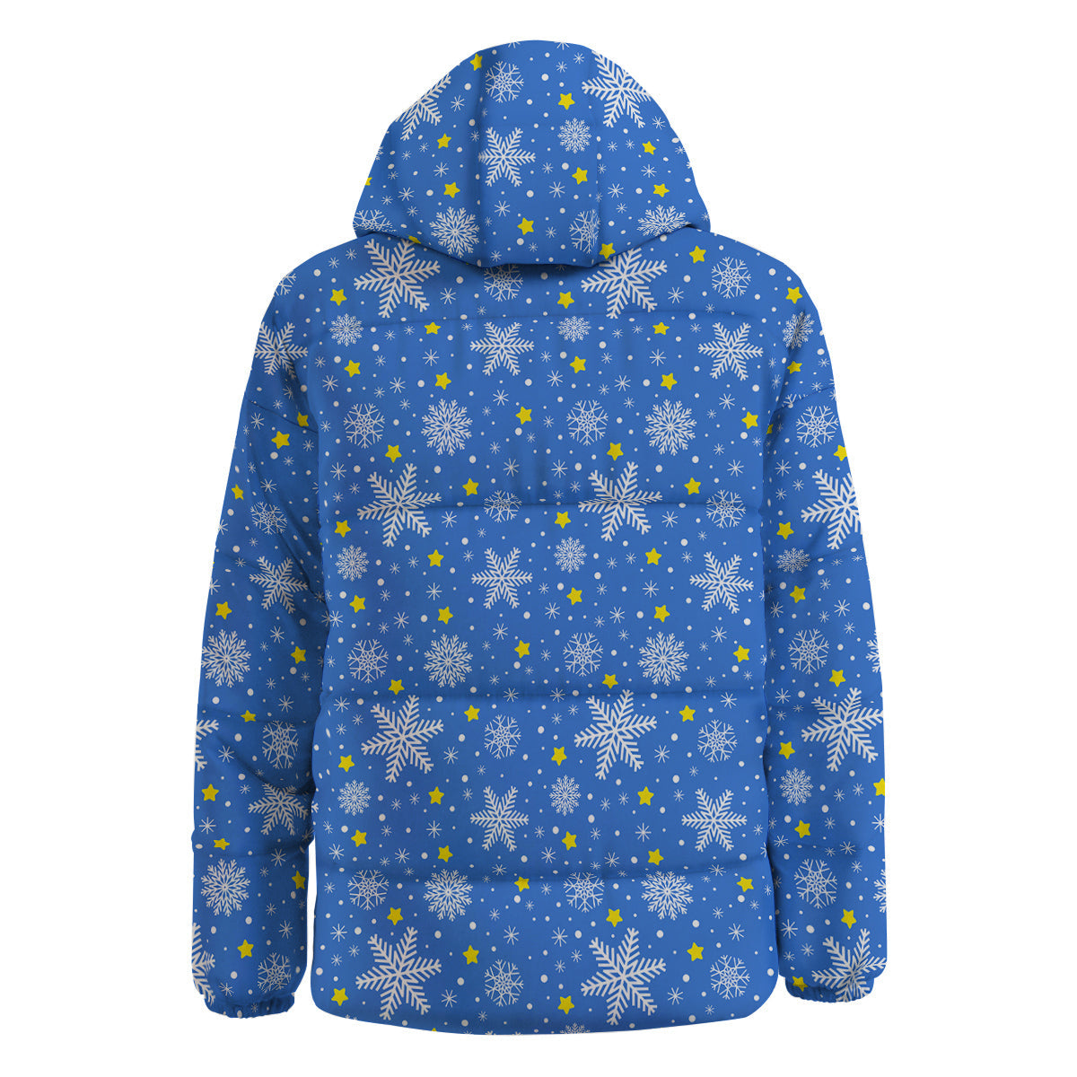 Stars And Christmas Snowflakes Print Down Jacket-grizzshop