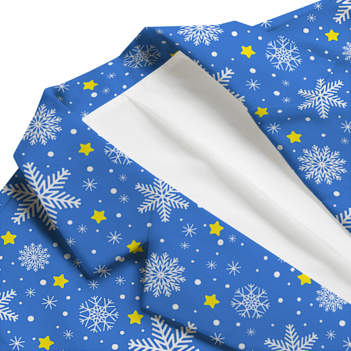 Stars And Christmas Snowflakes Print Men's Blazer-grizzshop