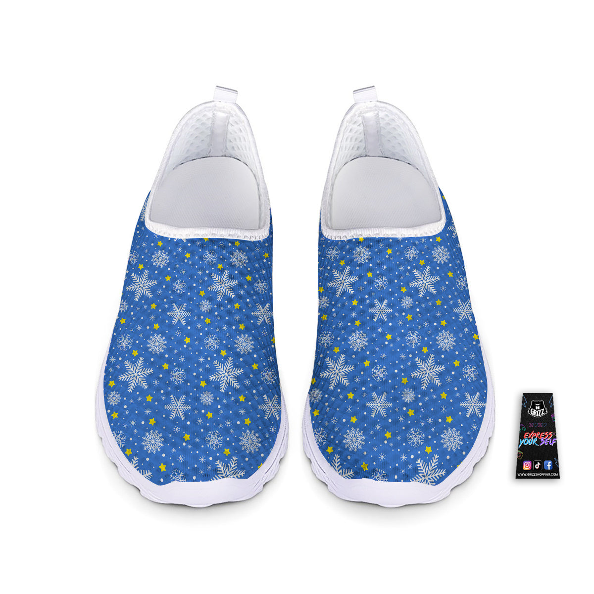Stars And Christmas Snowflakes Print Nurse Shoes-grizzshop