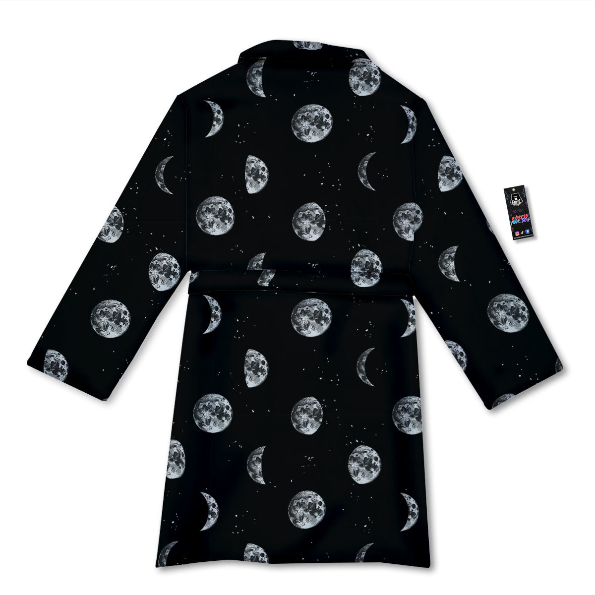 Stars And Moon Phase Print Pattern Bathrobe-grizzshop