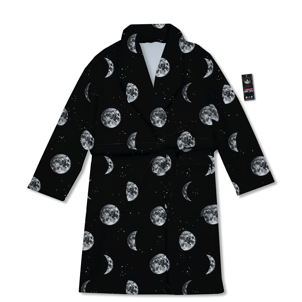 Stars And Moon Phase Print Pattern Bathrobe-grizzshop