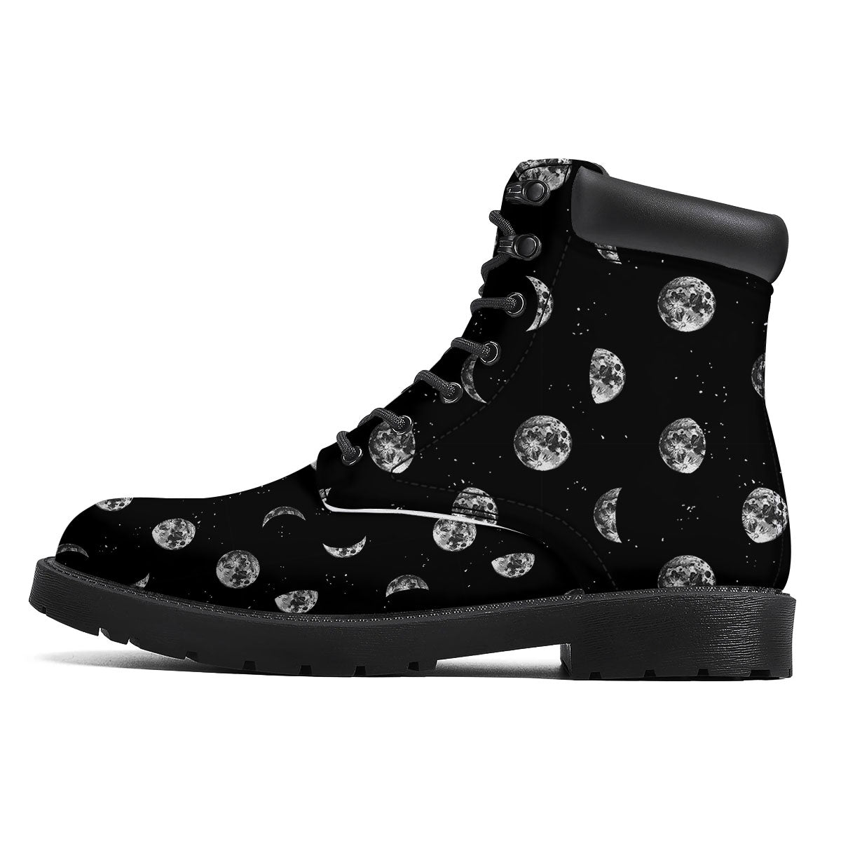 Stars And Moon Phase Print Pattern Boots-grizzshop