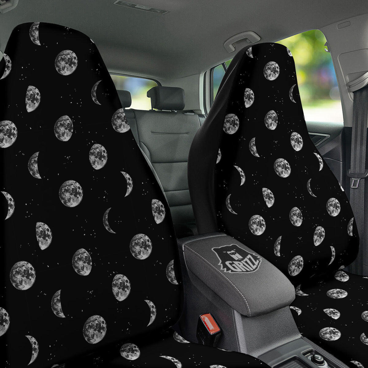 Stars And Moon Phase Print Pattern Car Seat Covers-grizzshop