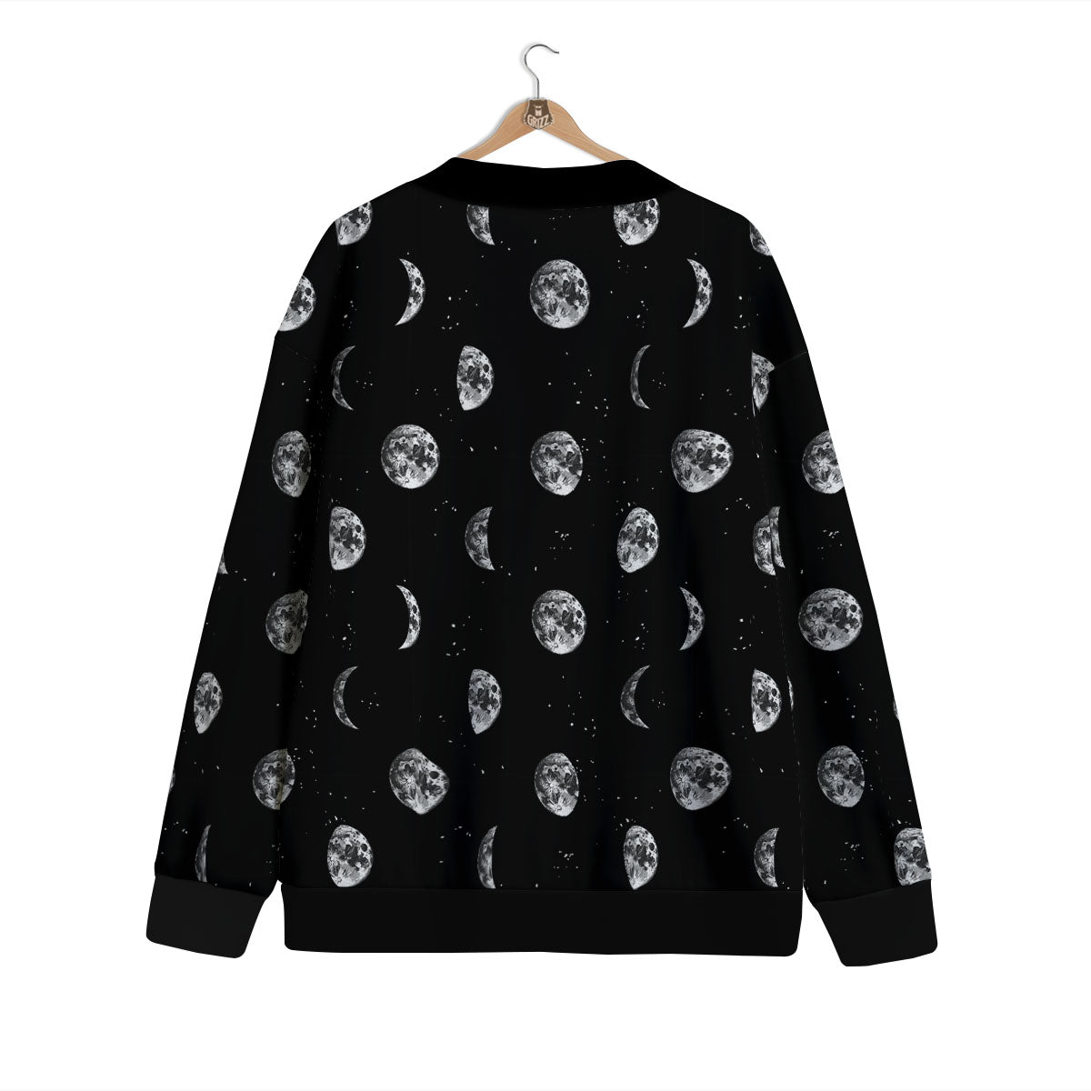 Stars And Moon Phase Print Pattern Cardigan-grizzshop