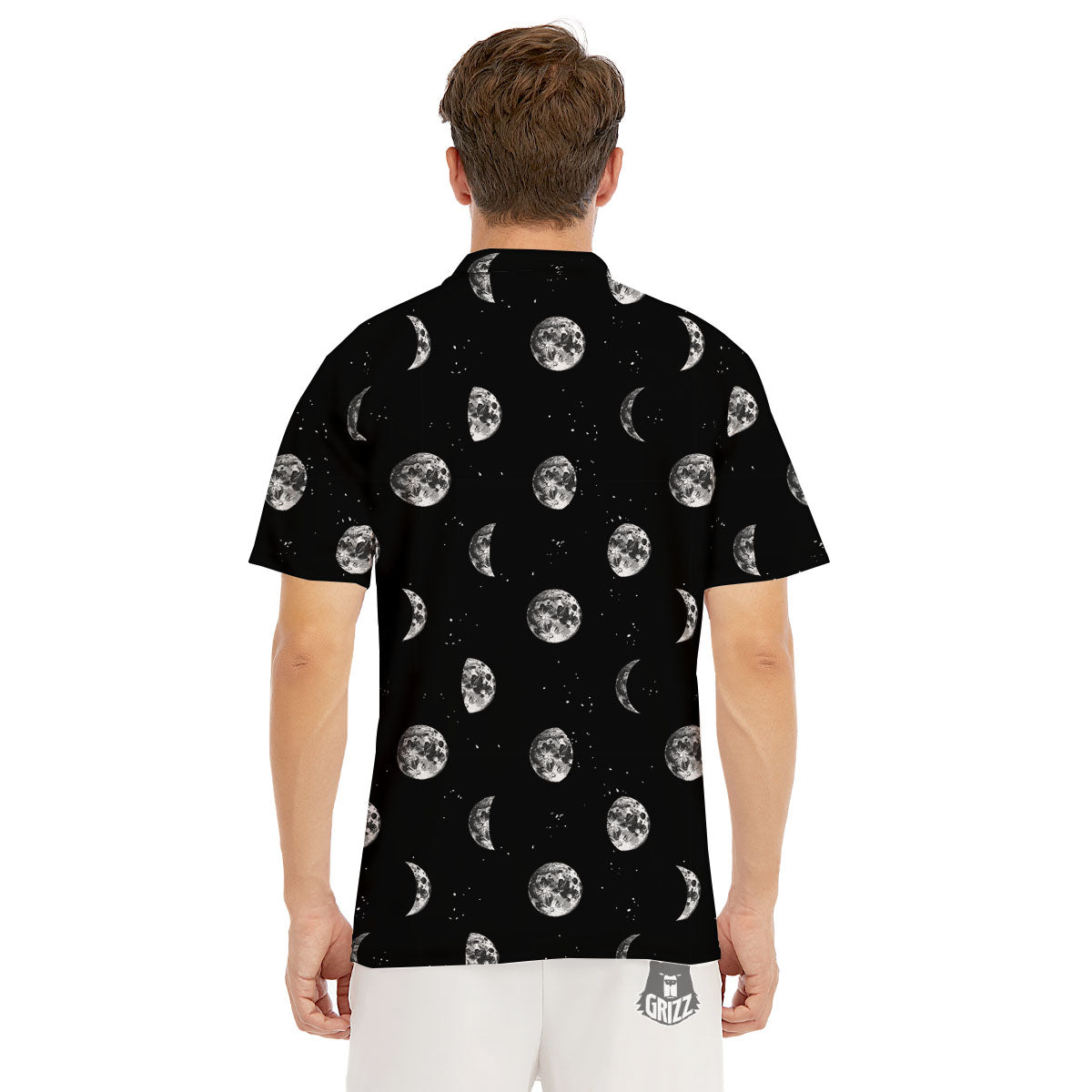 Stars And Moon Phase Print Pattern Men's Golf Shirts-grizzshop