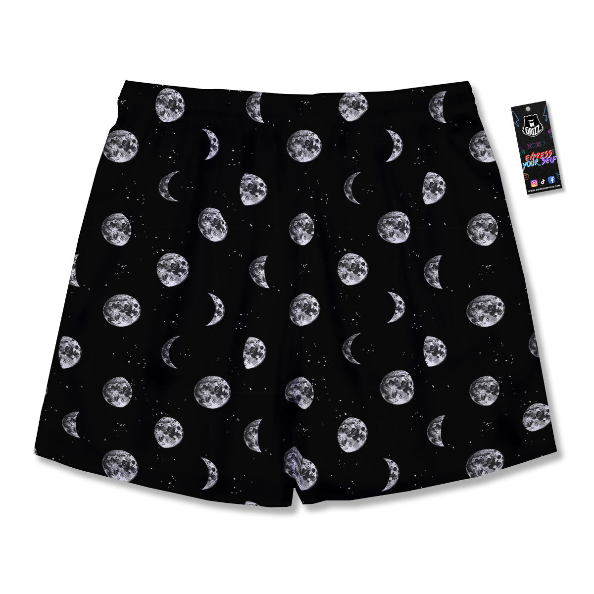 Stars And Moon Phase Print Pattern Men's Running Shorts-grizzshop