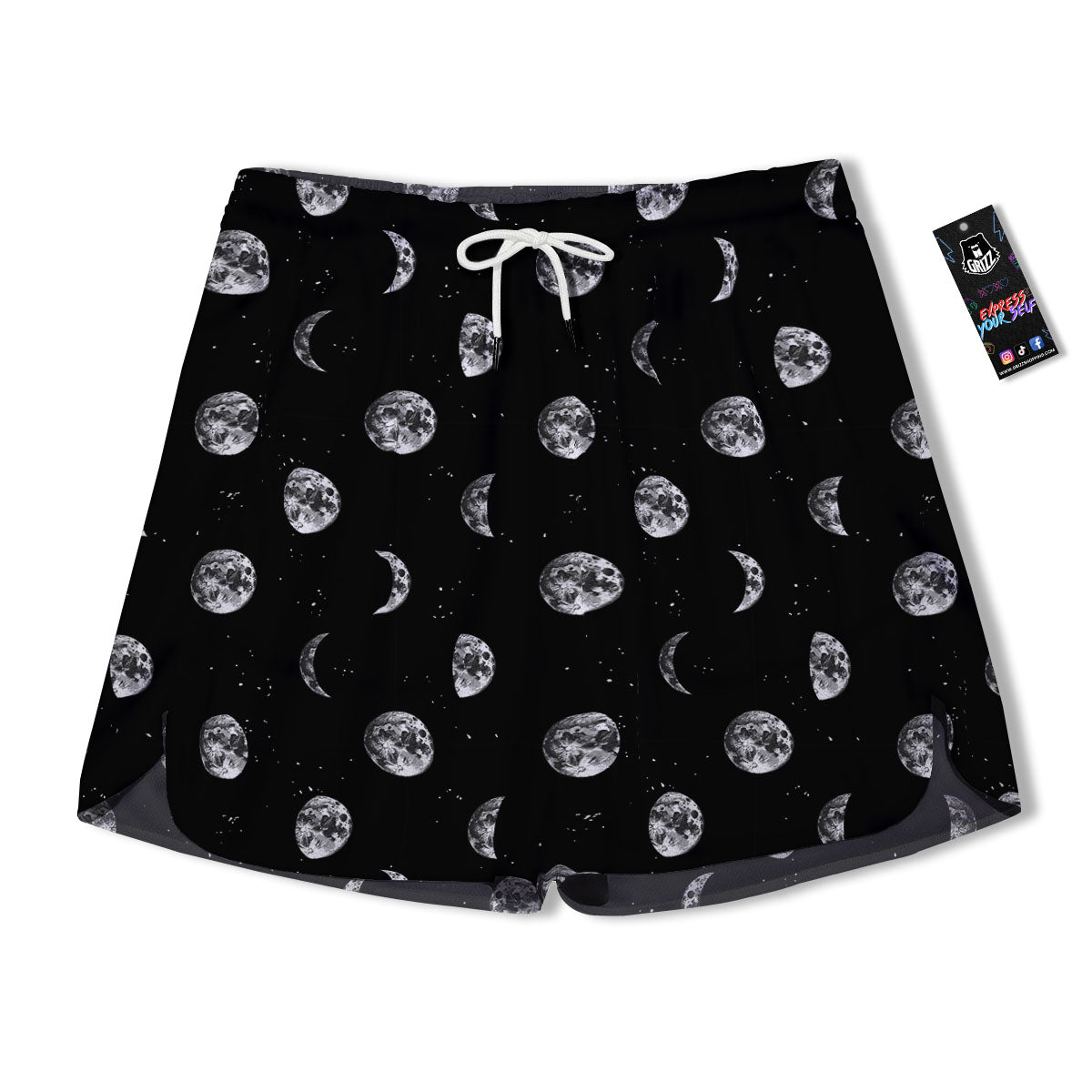 Stars And Moon Phase Print Pattern Men's Running Shorts-grizzshop