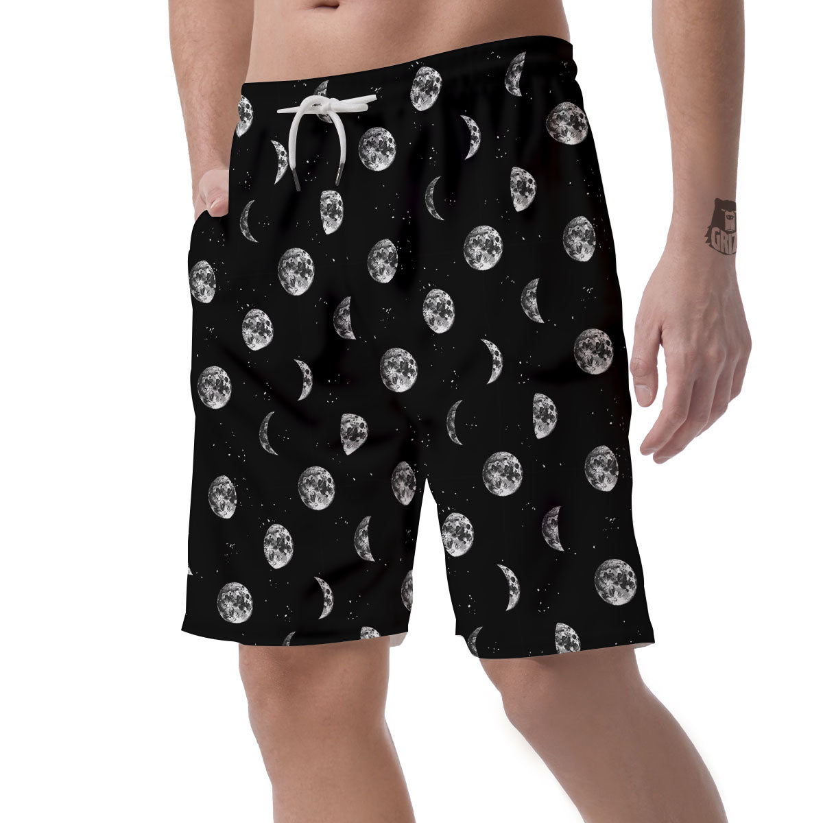 Stars And Moon Phase Print Pattern Men's Shorts-grizzshop