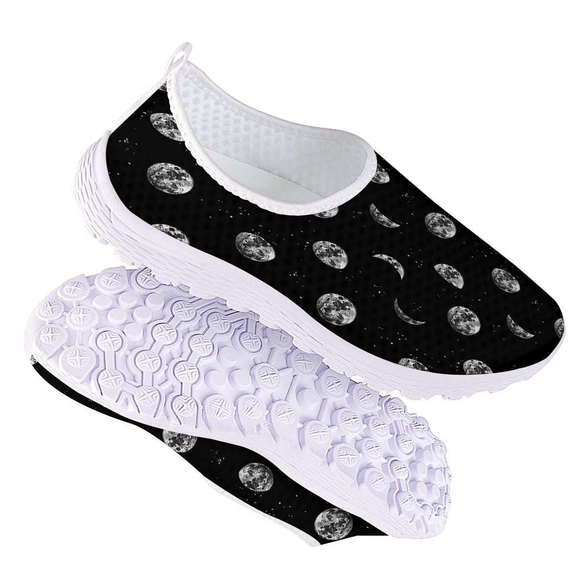 Stars And Moon Phase Print Pattern Nurse Shoes-grizzshop