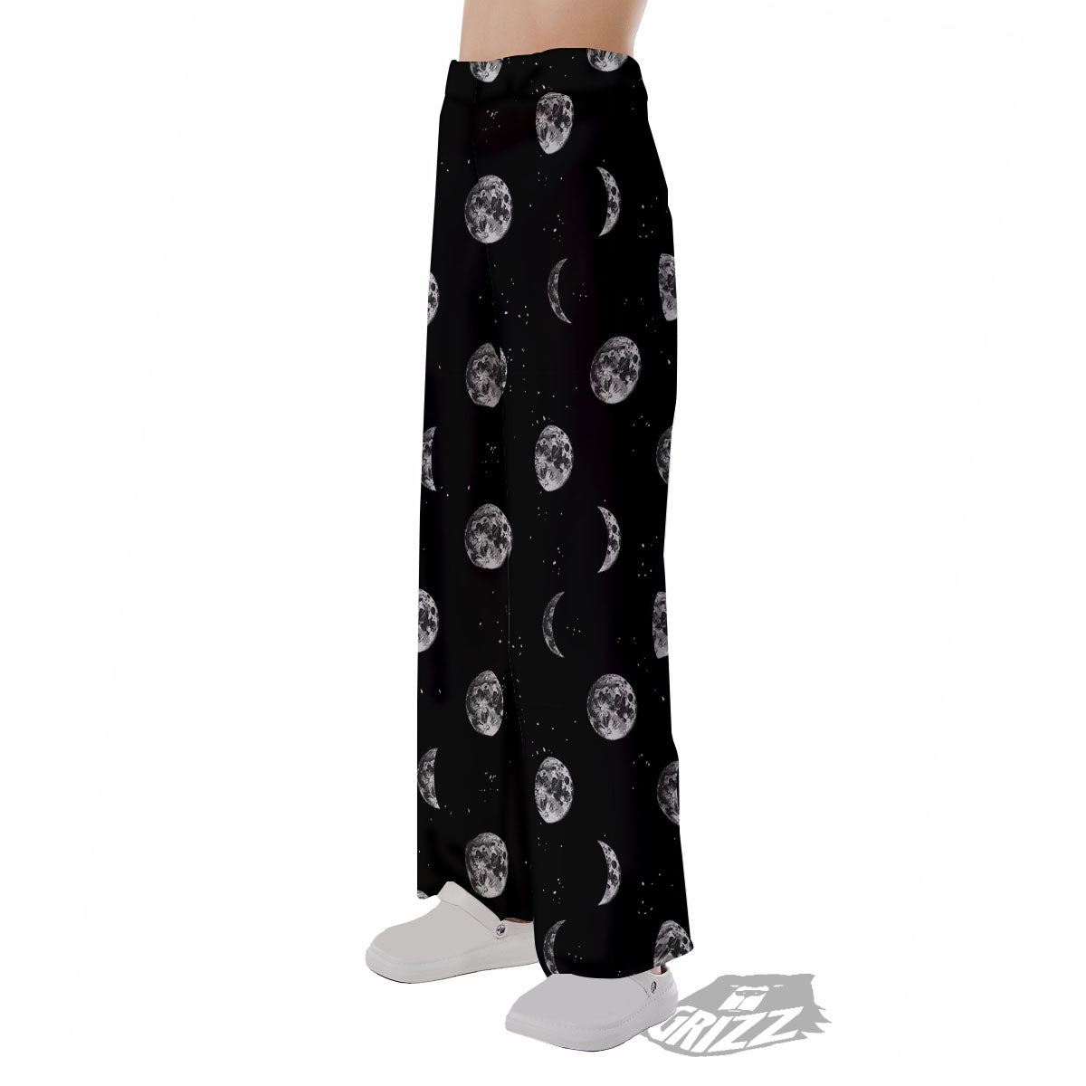 Stars And Moon Phase Print Pattern Pajama Pants-grizzshop
