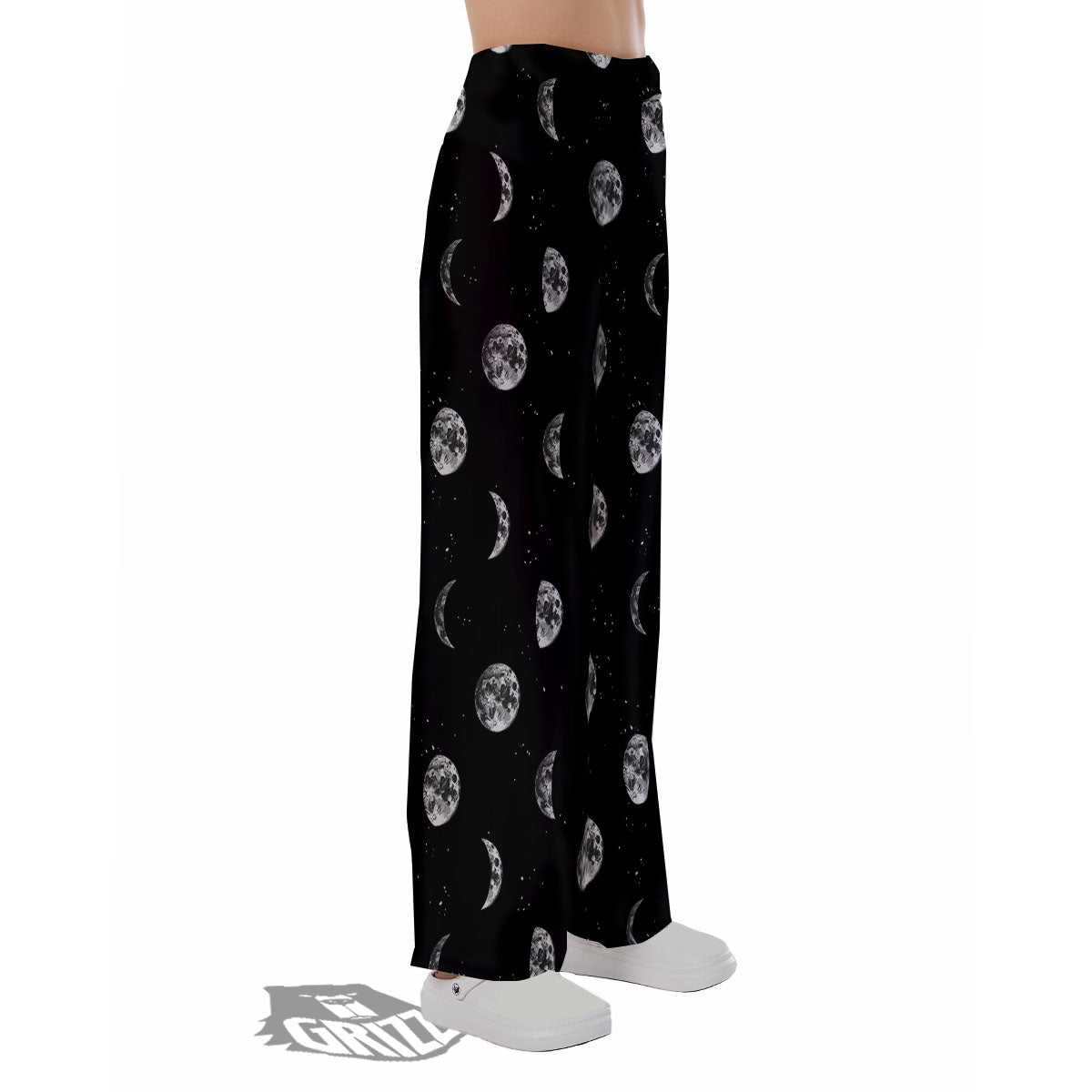 Stars And Moon Phase Print Pattern Pajama Pants-grizzshop