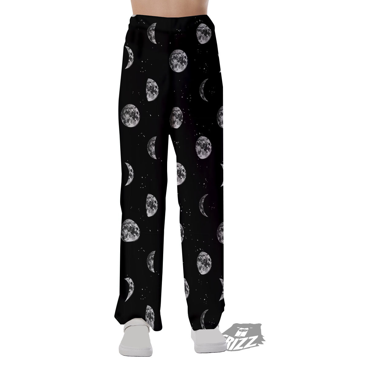 Stars And Moon Phase Print Pattern Pajama Pants-grizzshop