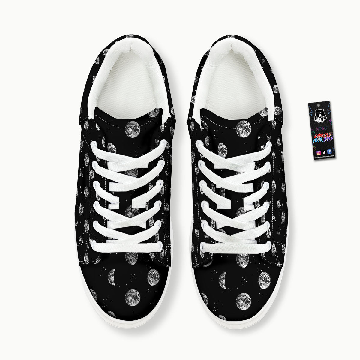 Stars And Moon Phase Print Pattern Platform Shoes-grizzshop