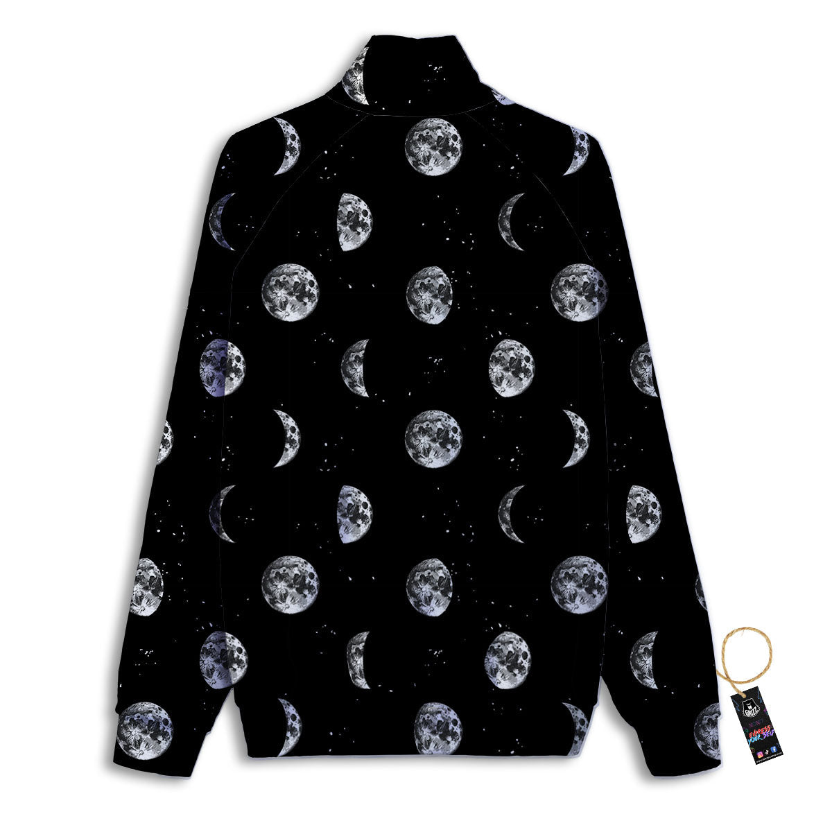Stars And Moon Phase Print Pattern Track Jacket-grizzshop