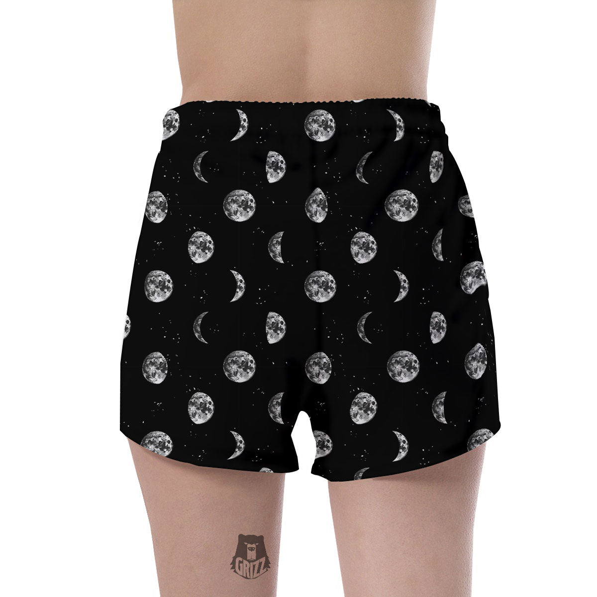 Stars And Moon Phase Print Pattern Women's Shorts-grizzshop