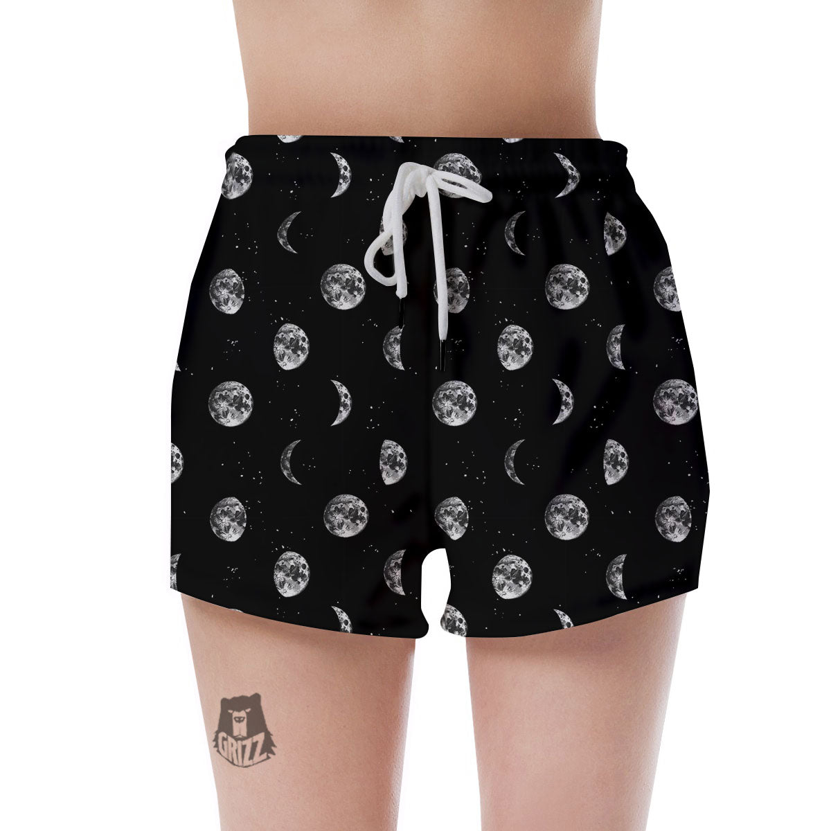 Stars And Moon Phase Print Pattern Women's Shorts-grizzshop