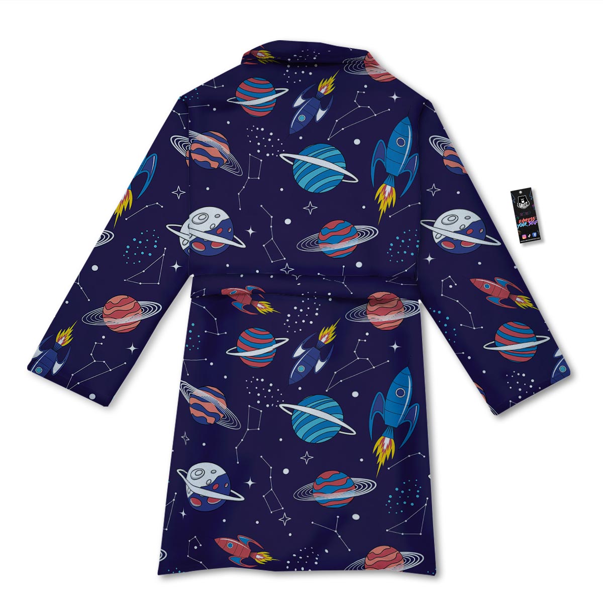 Stars And Rockets Print Pattern Bathrobe-grizzshop