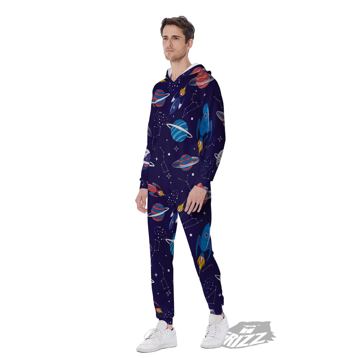 Stars And Rockets Print Pattern Men's Jumpsuit-grizzshop