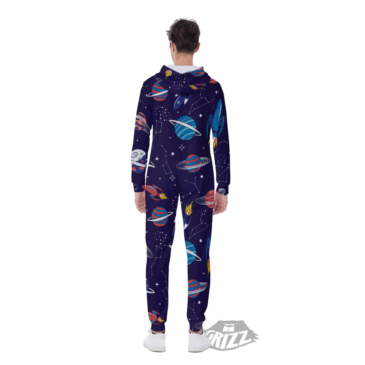 Stars And Rockets Print Pattern Men's Jumpsuit-grizzshop
