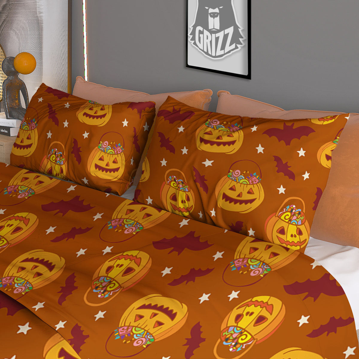 Stars Halloween Print Pattern Duvet Cover Bedding Set