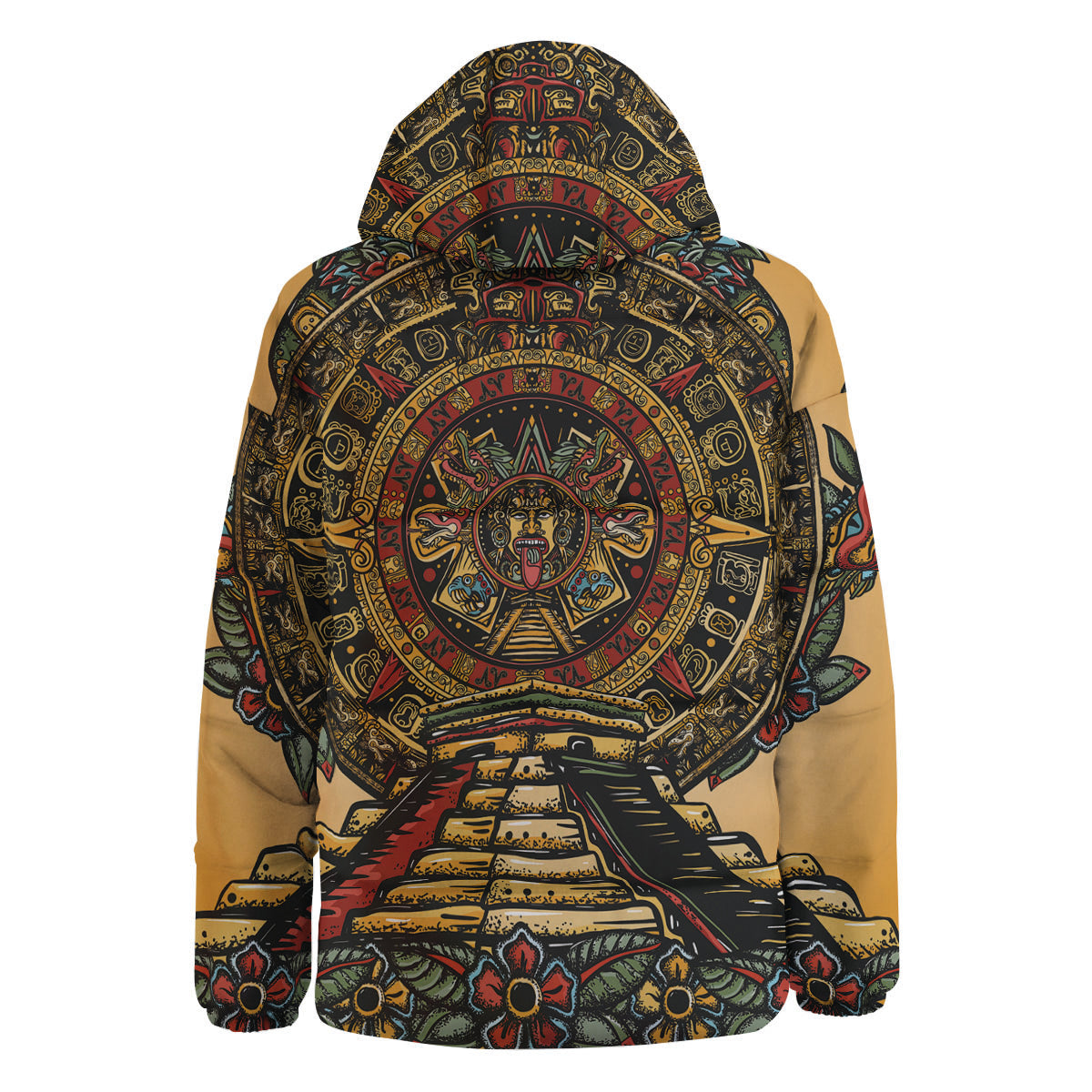 Statue Ancient Mayan Print Down Jacket-grizzshop