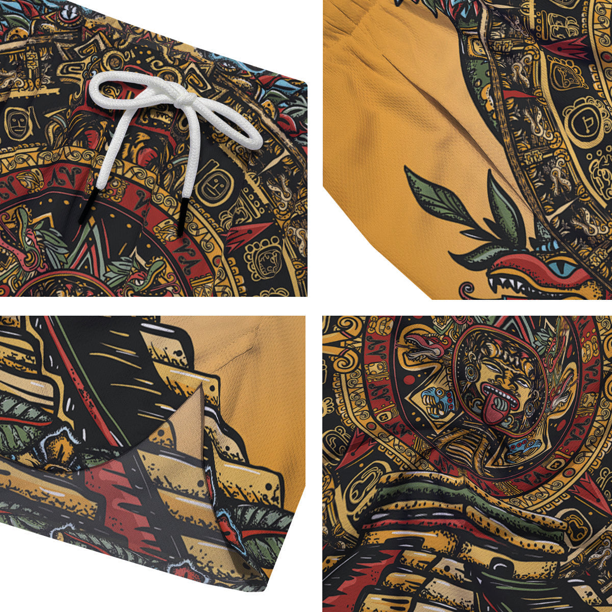 Statue Ancient Mayan Print Men's Running Shorts-grizzshop