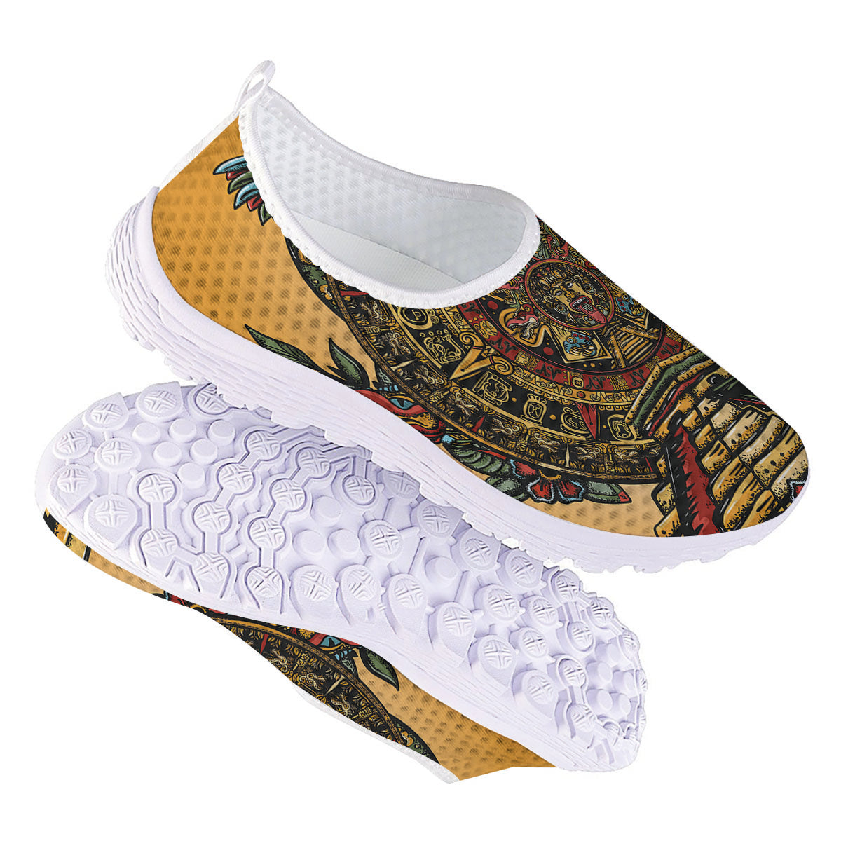 Statue Ancient Mayan Print Nurse Shoes-grizzshop
