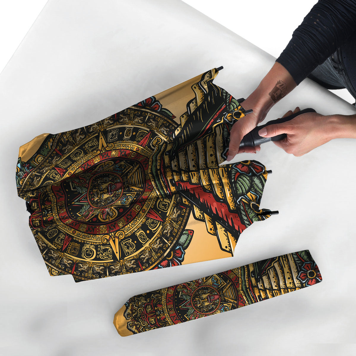 Statue Ancient Mayan Print Umbrella-grizzshop