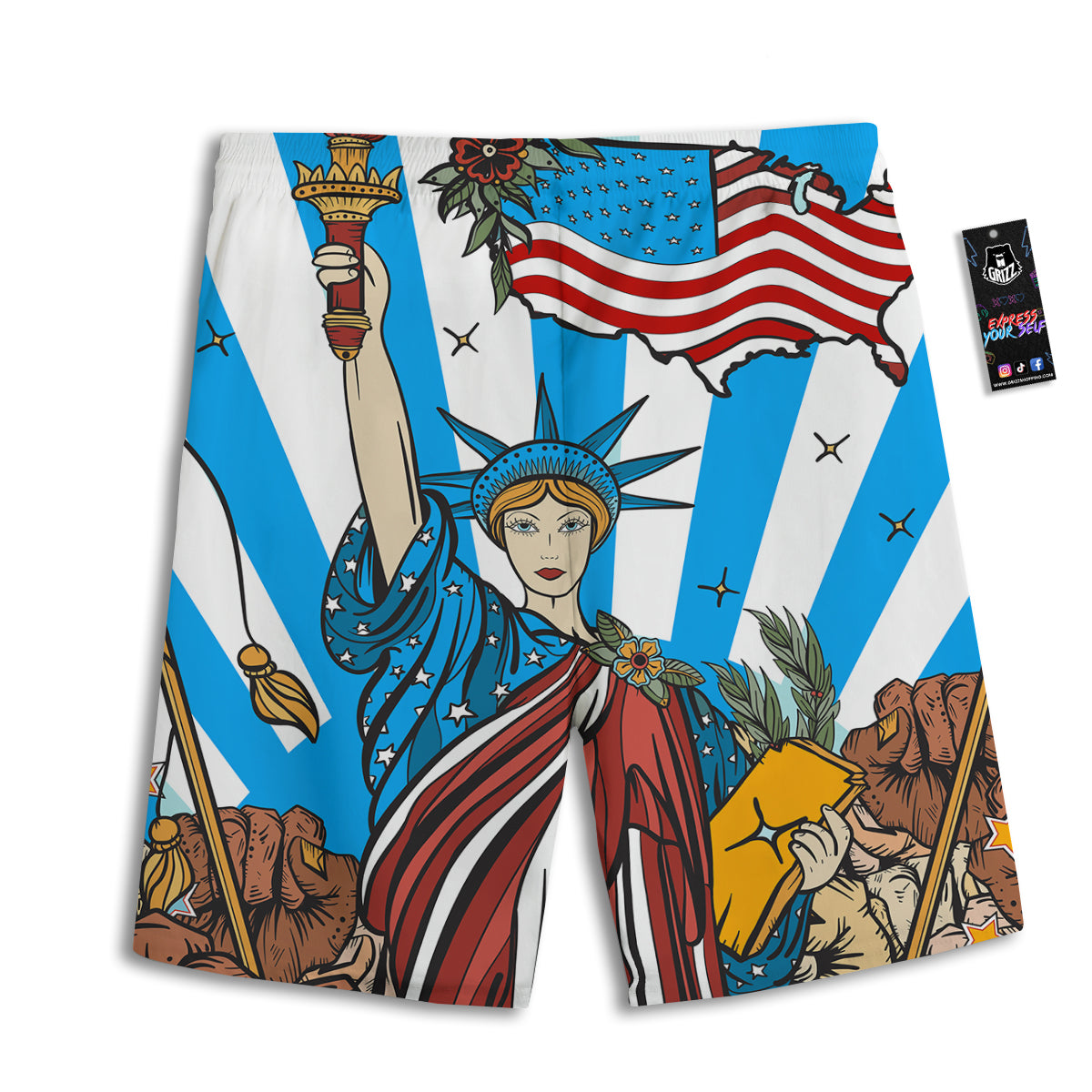 Statue Of Liberty USA Print Men's Athletic Shorts