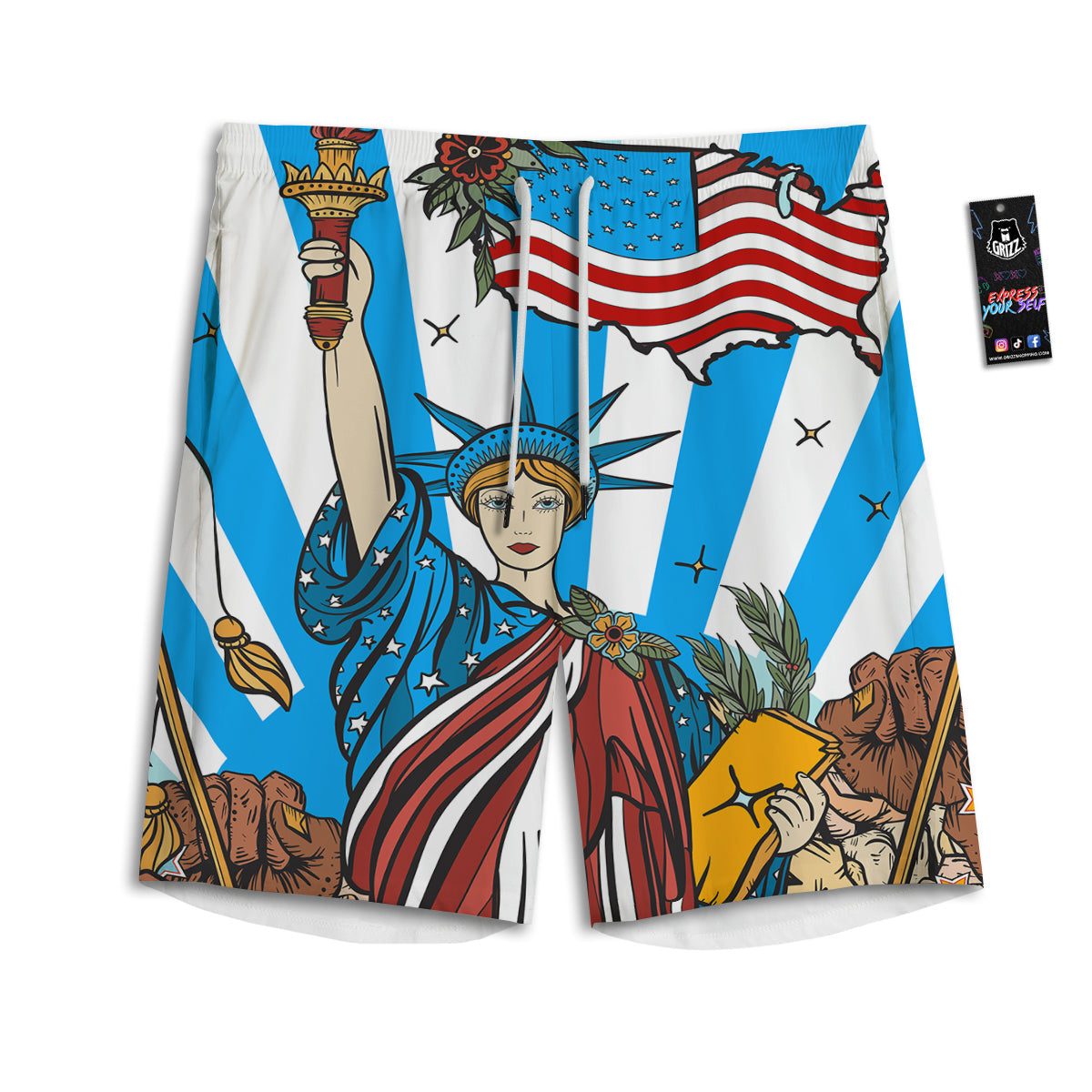 Statue Of Liberty USA Print Men's Athletic Shorts