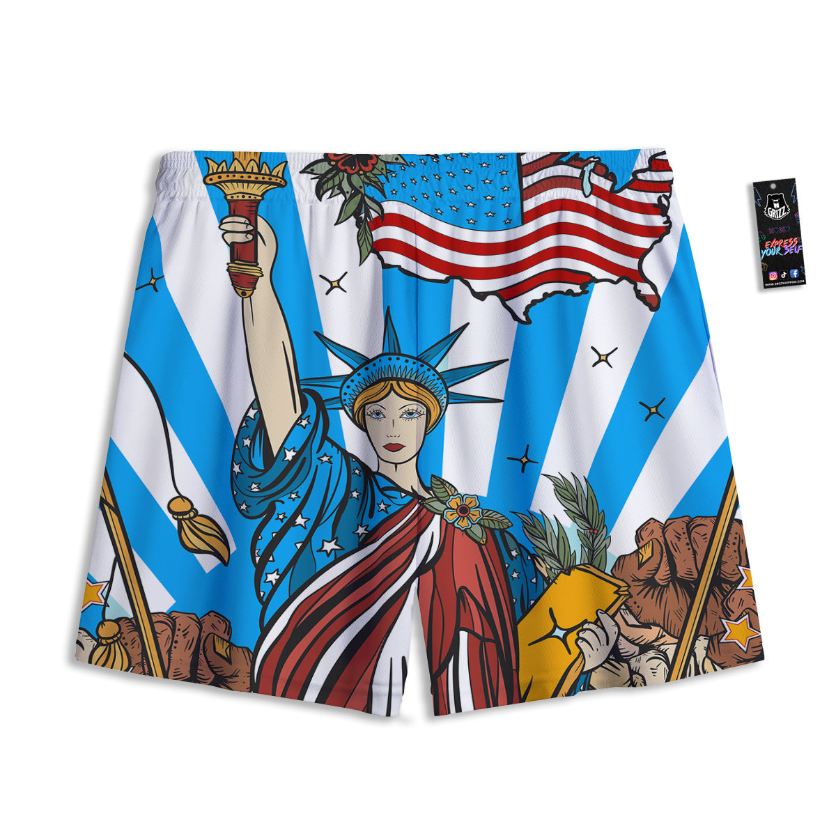 Tattersall Dark Blue Print Pattern Mesh Shorts