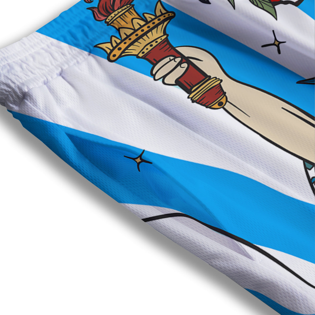 Tattersall Dark Blue Print Pattern Mesh Shorts