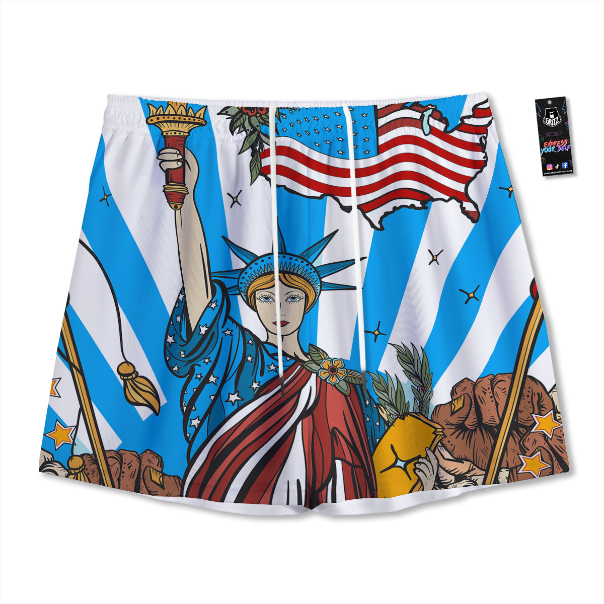 Tattersall Dark Blue Print Pattern Mesh Shorts