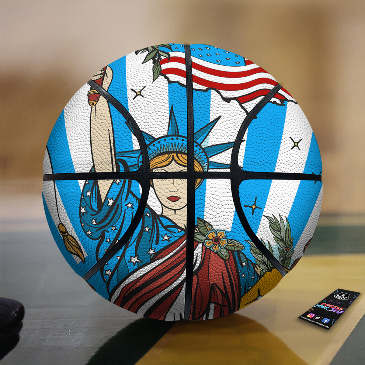 Statue Of Liberty USA Print Basketball
