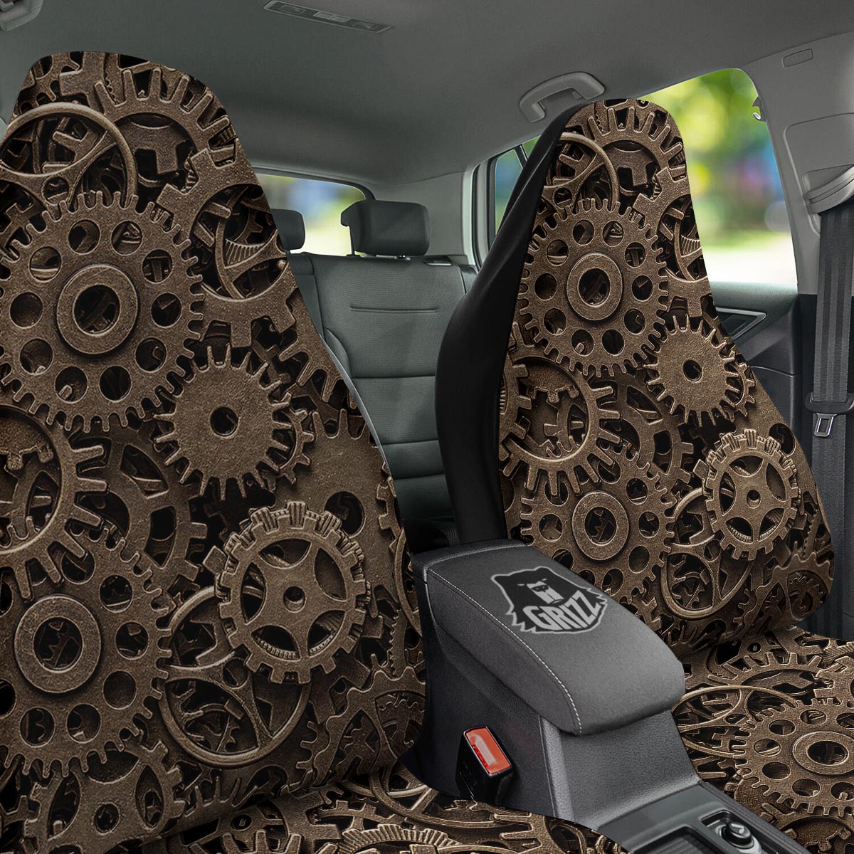 Steampunk Brass Gears And Cogs Print Car Seat Covers-grizzshop