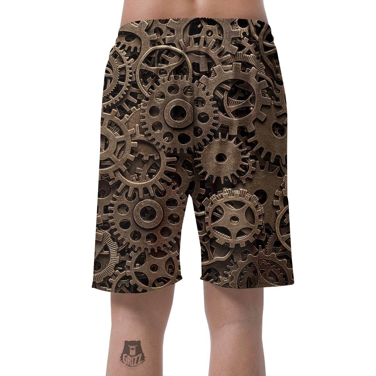 Steampunk Brass Gears And Cogs Print Men's Shorts-grizzshop