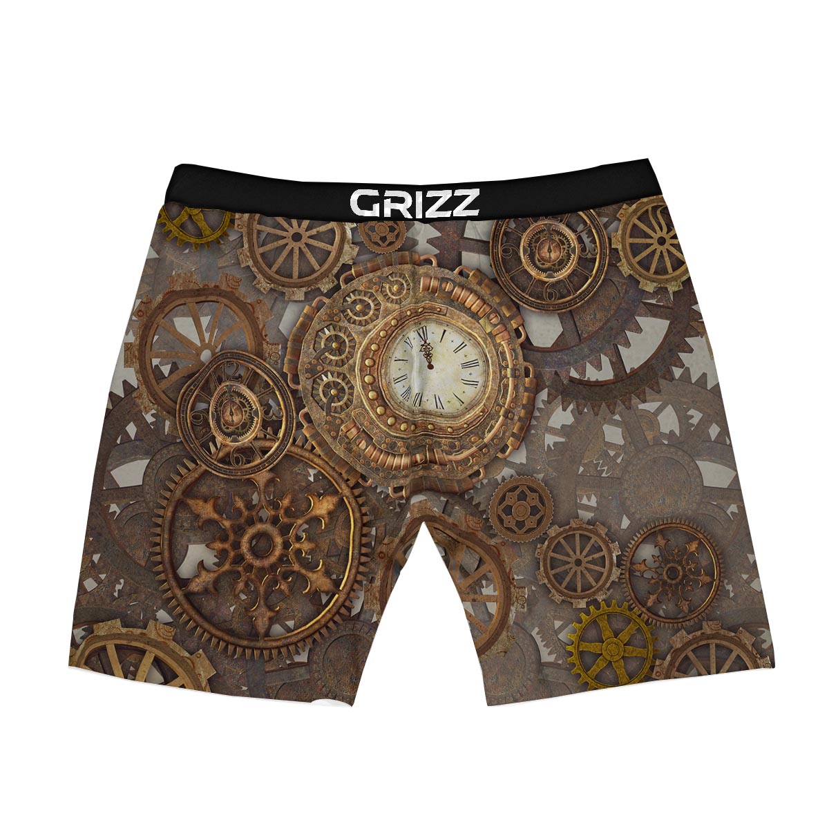 Steampunk Gears Clock Print Boxer Briefs-grizzshop