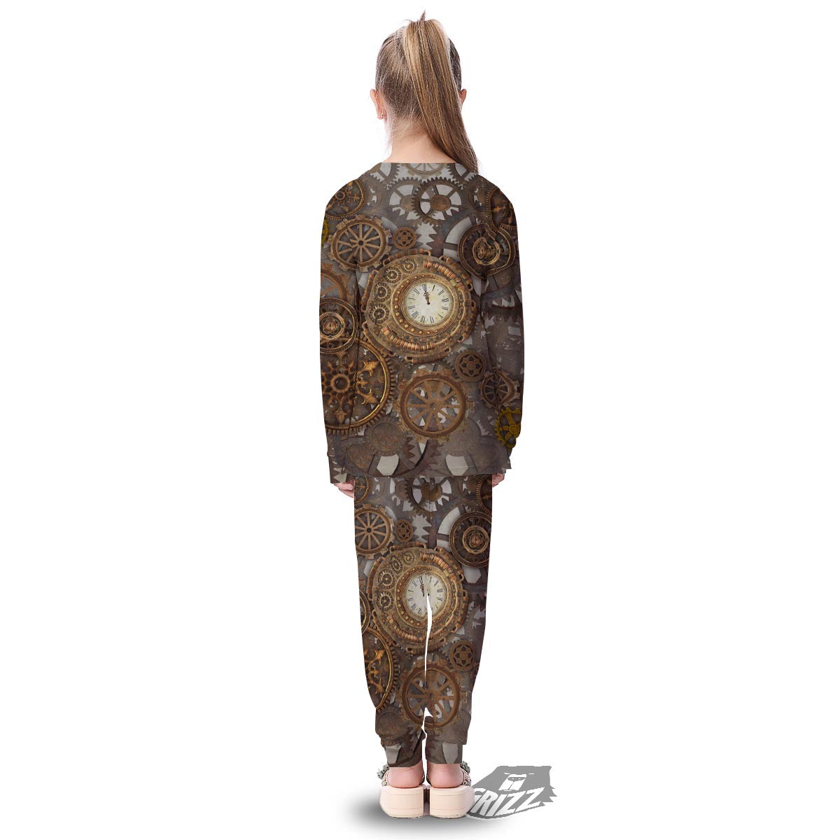 Steampunk Gears Clock Print Kid's Pajamas-grizzshop