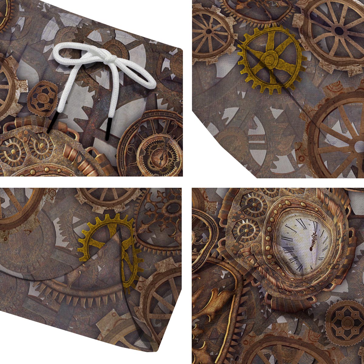 Steampunk Gears Clock Print Men's Running Shorts-grizzshop