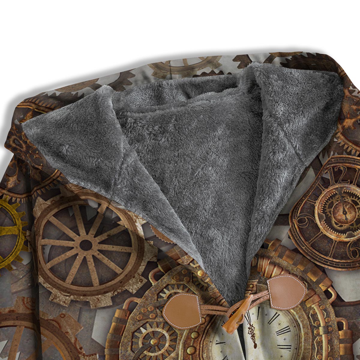 Steampunk Gears Clock Print Men's Windbreaker Jacket-grizzshop