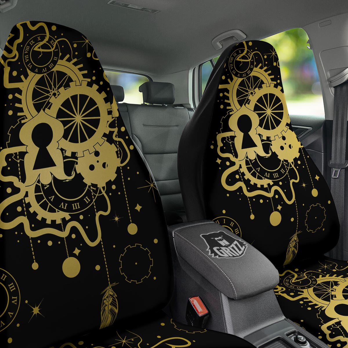 Steampunk Gears Metal Print Car Seat Covers-grizzshop