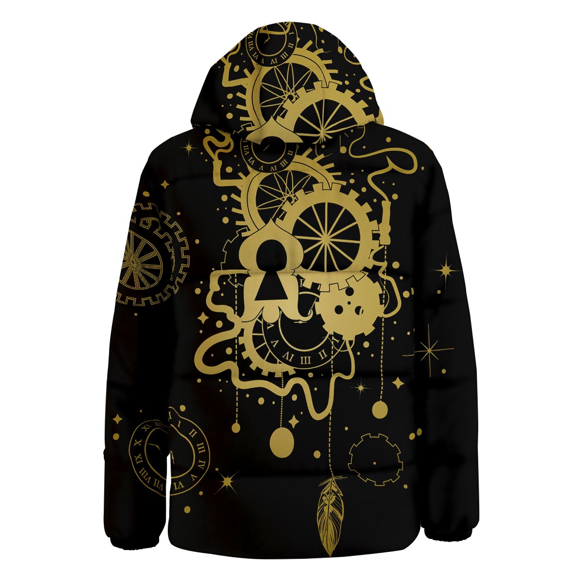 Steampunk Gears Metal Print Down Jacket-grizzshop